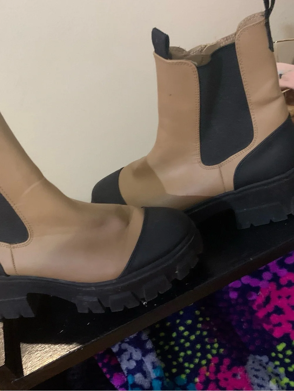 Target A New Day Devan Water-Repellent Lug Sole Chelsea Boots Tan Black Size 7